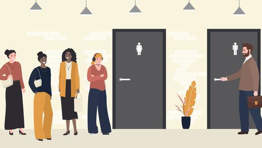 Öffentliche Toiletten, Warteschlangen, Warten, Frauen, Männer, Nutzung